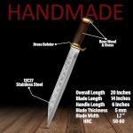 Damascus Custom Handmade Viking Seax Knife with Sheath