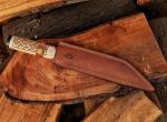 Custom Damascus Viking Seax Knife with Sheath