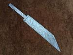Damascus Steel Seax Knife Blank with Brass Inlay