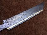 Damascus Steel Seax Knife Blank with Brass Inlay