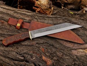 Engraved Hand Forged Viking Seax Hunting Knife