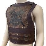 Viking Warrior PU Leather Chest Armor - Axe Brown