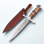 Damascus Viking Seax Knife with Wood Handle