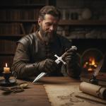 Damascus Viking Seax Knife with Wood Handle