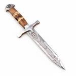 Damascus Viking Seax Knife with Wood Handle