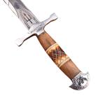 Damascus Viking Seax Knife with Wood Handle