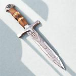 Damascus Viking Seax Knife with Wood Handle