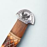 Damascus Viking Seax Knife with Wood Handle