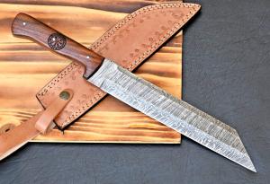 Personalized Viking Seax Knife with Wood Handle