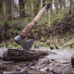 Viking Axe with Carbon Steel Blade and Leather Handle