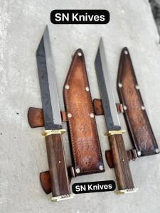 Custom Handmade Viking Seax Knives Set with Sheath