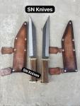 Custom Handmade Viking Seax Knives Set with Sheath