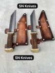 Custom Handmade Viking Seax Knives Set with Sheath