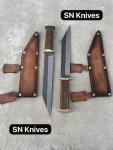 Custom Handmade Viking Seax Knives Set with Sheath