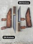 Custom Handmade Viking Seax Knives Set with Sheath