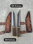 Custom Handmade Viking Seax Knives Set with Sheath