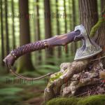 Bearded Viking Throwing Axe with Wooden Handle