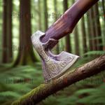 Bearded Viking Throwing Axe with Wooden Handle