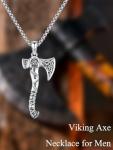Viking Axe Necklace in Sterling Silver with Runes