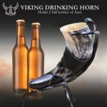 XXL Viking Drinking Horn Cup with Stand & Holster