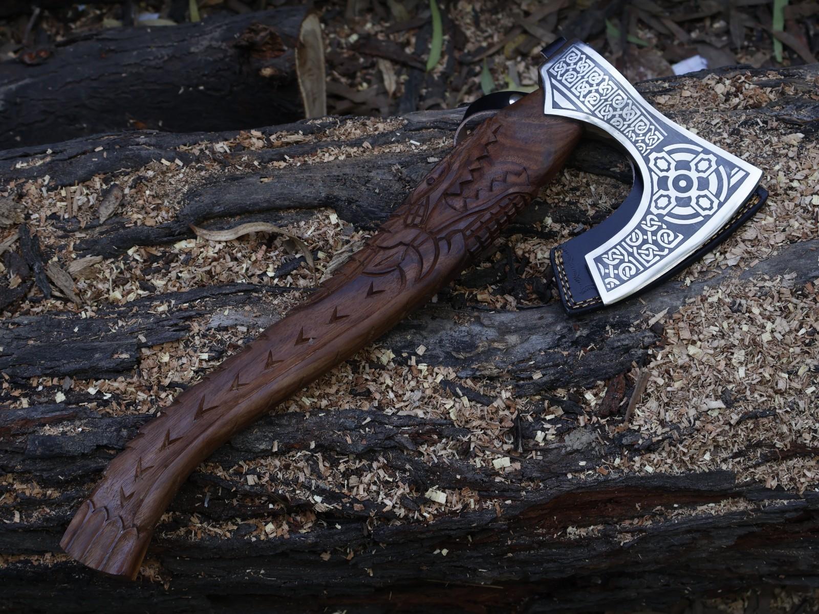 Dragon Axe Viking Tomahawk with Carbon Steel Blade