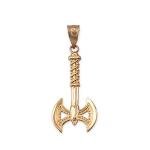 10K Gold Viking Tomahawk Axe Pendant Necklace