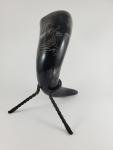 Hand-Carved Stag Ale Horn with Iron Stand