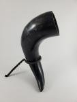 Hand-Carved Stag Ale Horn with Iron Stand