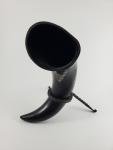 Hand-Carved Stag Ale Horn with Iron Stand