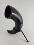 Hand-Carved Stag Ale Horn with Iron Stand
