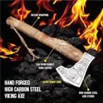 Viking Axe with Carbon Steel Blade and Leather Handle