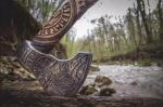 Viking Axe with Carbon Steel Blade and Leather Handle
