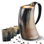 Authentic Viking Horn Mug with Shot Cups Set