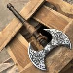 Viking Double Bit Axe with Leather Sheath