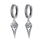 Viking Runes Raven Drop Earrings in Sterling Silver