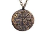 Baldur Hammered Vegvisir Compass Necklace for Men