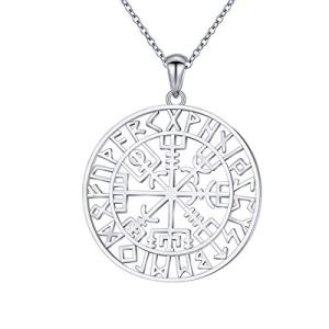 Sterling Silver Viking Compass Pendant Necklace