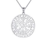 Sterling Silver Viking Compass Pendant Necklace