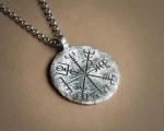 Viking Compass Necklace - Silver Vegvisir Pendant
