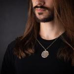 Baldur Hammered Vegvisir Compass Necklace for Men