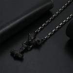 Viking Mjolnir Necklace with Wolf Head Chain