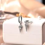 Viking Runes Raven Drop Earrings in Sterling Silver