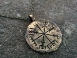 Baldur Hammered Vegvisir Compass Necklace for Men