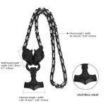 Viking Mjolnir Necklace with Wolf Head Chain