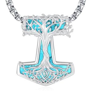 Thor's Hammer Necklace with Tree of Life Design