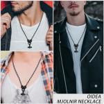 Viking Mjolnir Necklace with Wolf Head Chain