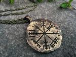 Baldur Hammered Vegvisir Compass Necklace for Men