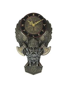 Viking Berserker Twin Axe Wall Clock Sculpture