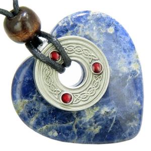 Celtic Triquetra Heart Necklace with Gemstones