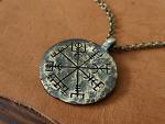 Baldur Hammered Vegvisir Compass Necklace for Men